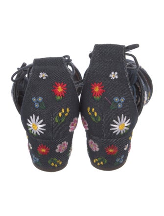 Tabitha Simmons Denim Tassel Accents Gladiator Sandals