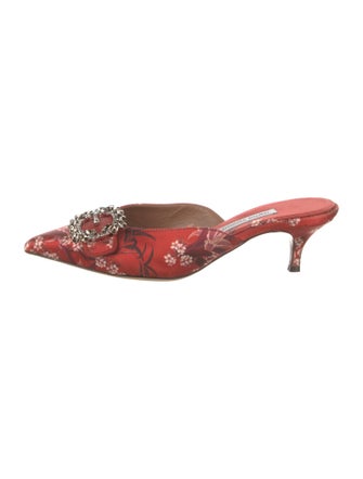 Tabitha Simmons Satin Floral Print Mules