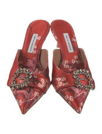 Tabitha Simmons Satin Floral Print Mules