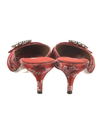 Tabitha Simmons Satin Floral Print Mules