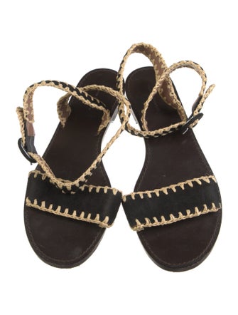 Tabitha Simmons Suede Whipstitch Trim Sandals