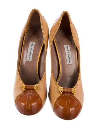 Tabitha Simmons Leather Colorblock Pattern Pumps
