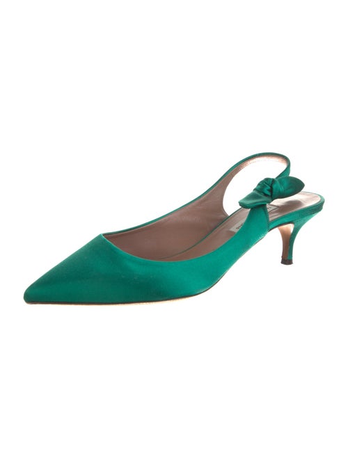 Tabitha Simmons Satin Bow Accents Slingback Pumps