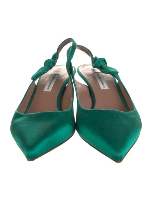 Tabitha Simmons Satin Bow Accents Slingback Pumps