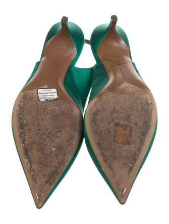 Tabitha Simmons Satin Bow Accents Slingback Pumps