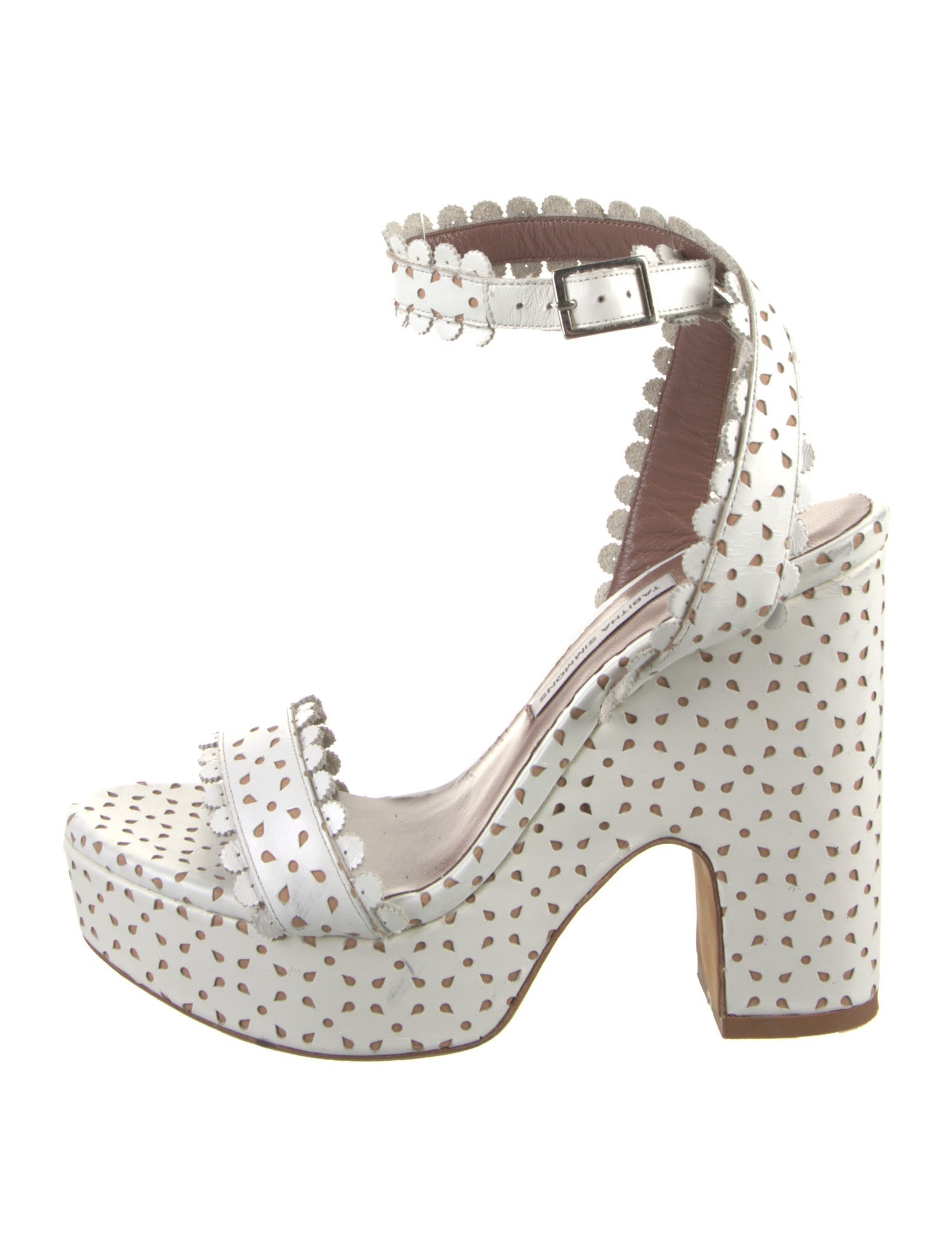 Tabitha Simmons Leather Scalloped Accent Sandals