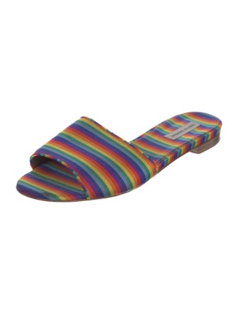 Tabitha Simmons Canvas Striped Slides