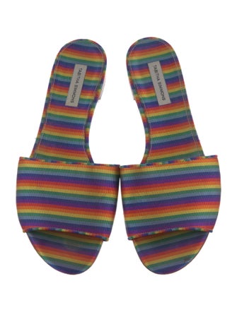 Tabitha Simmons Canvas Striped Slides