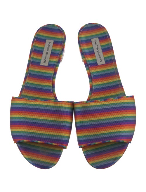 Tabitha Simmons Canvas Striped Slides