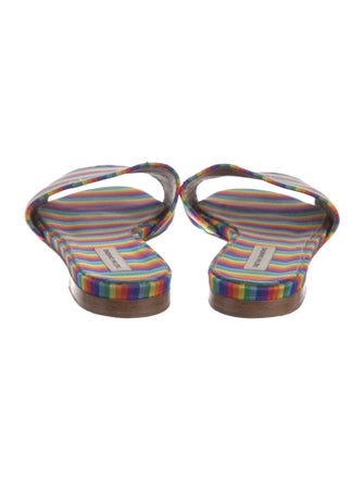 Tabitha Simmons Canvas Striped Slides