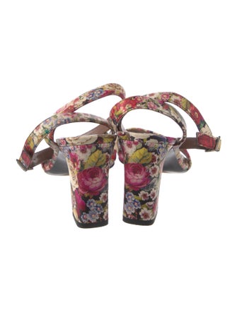 Tabitha Simmons Leather Floral Print Sandals