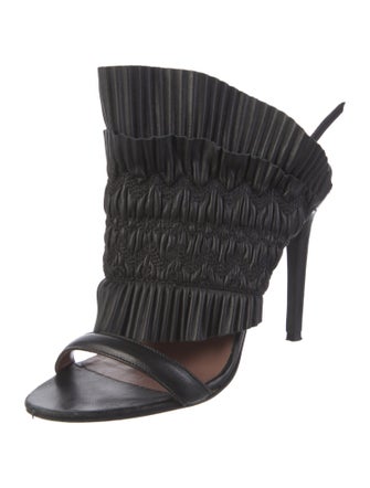 Tabitha Simmons Leather Ruffle Embellishment Slingback Sandals