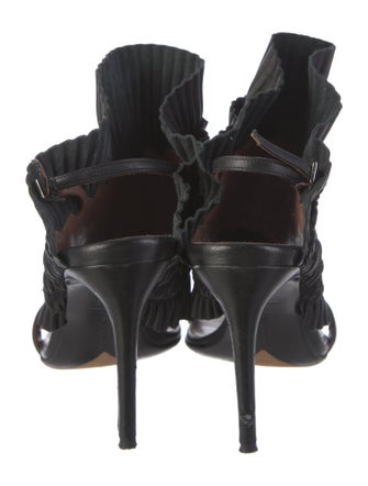 Tabitha Simmons Leather Ruffle Embellishment Slingback Sandals