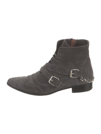 Tabitha Simmons Suede Chain-Link Accents Lace-Up Boots