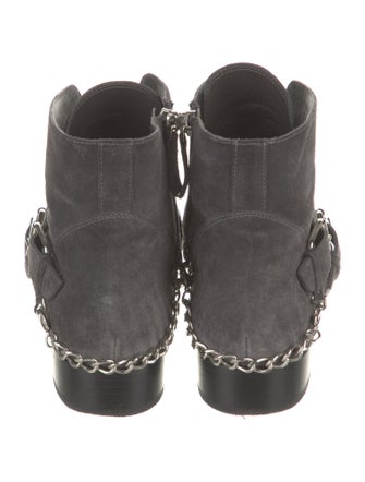 Tabitha Simmons Suede Chain-Link Accents Lace-Up Boots