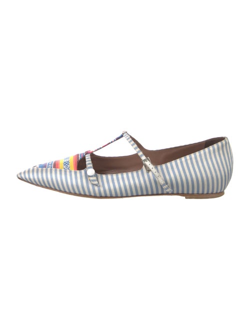 Tabitha Simmons Canvas Striped Mary Jane Flats
