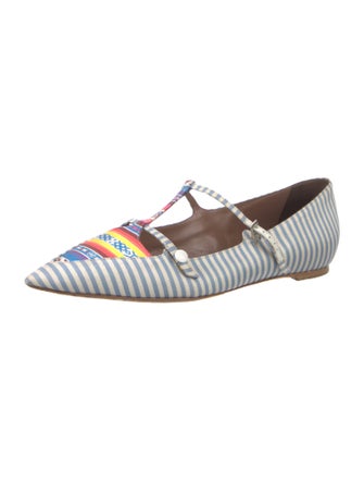 Tabitha Simmons Canvas Striped Mary Jane Flats