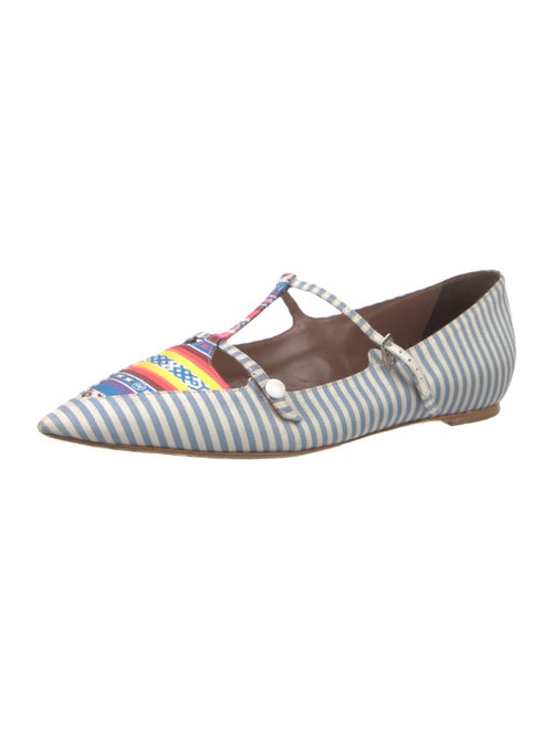 Tabitha Simmons Canvas Striped Mary Jane Flats