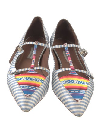 Tabitha Simmons Canvas Striped Mary Jane Flats
