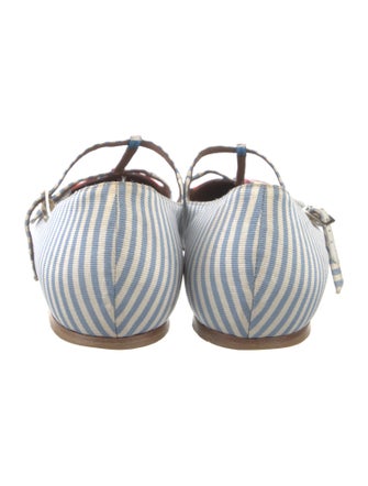 Tabitha Simmons Canvas Striped Mary Jane Flats