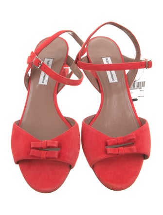 Tabitha Simmons Suede Bow Accents Slingback Sandals