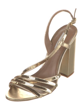 Tabitha Simmons Leather Sequin Embellishments Slingback Sandals