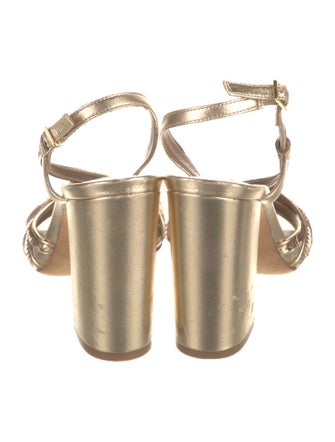 Tabitha Simmons Leather Sequin Embellishments Slingback Sandals