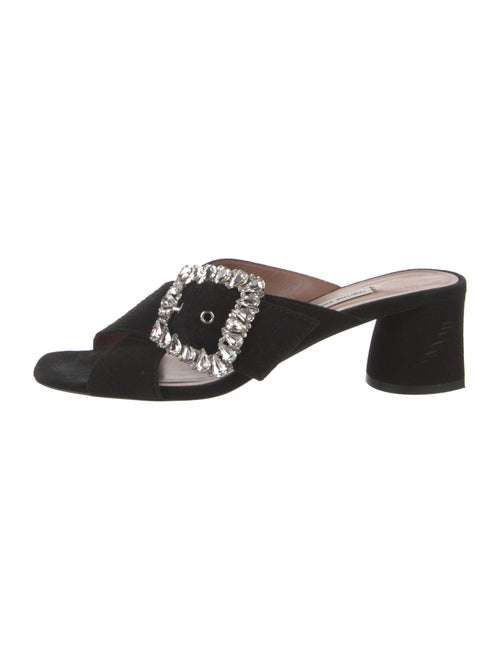 Tabitha Simmons Suede Crystal Embellishments Slides