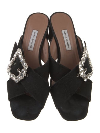Tabitha Simmons Suede Crystal Embellishments Slides