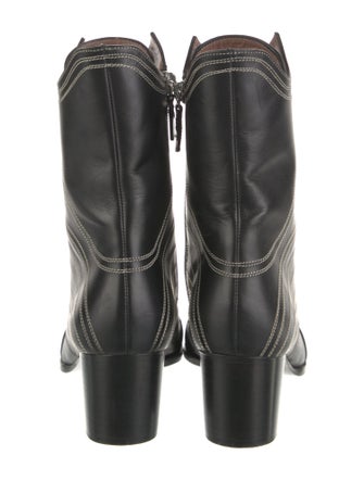 Tabitha Simmons Leather Embroidered Accent Combat Boots