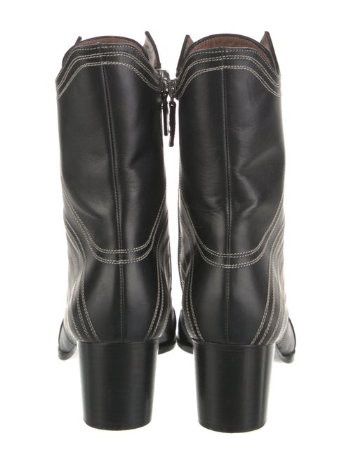 Tabitha Simmons Leather Embroidered Accent Combat Boots