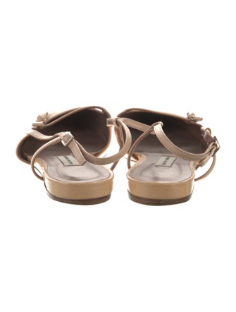 Tabitha Simmons Patent Leather Bow Accents Slingback Flats