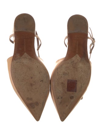 Tabitha Simmons Patent Leather Bow Accents Slingback Flats