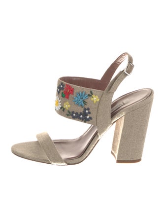 Tabitha Simmons Canvas Floral Print Slingback Sandals