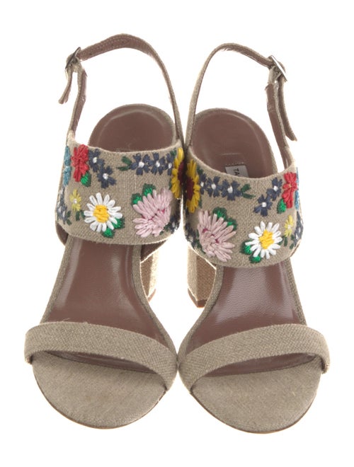 Tabitha Simmons Canvas Floral Print Slingback Sandals