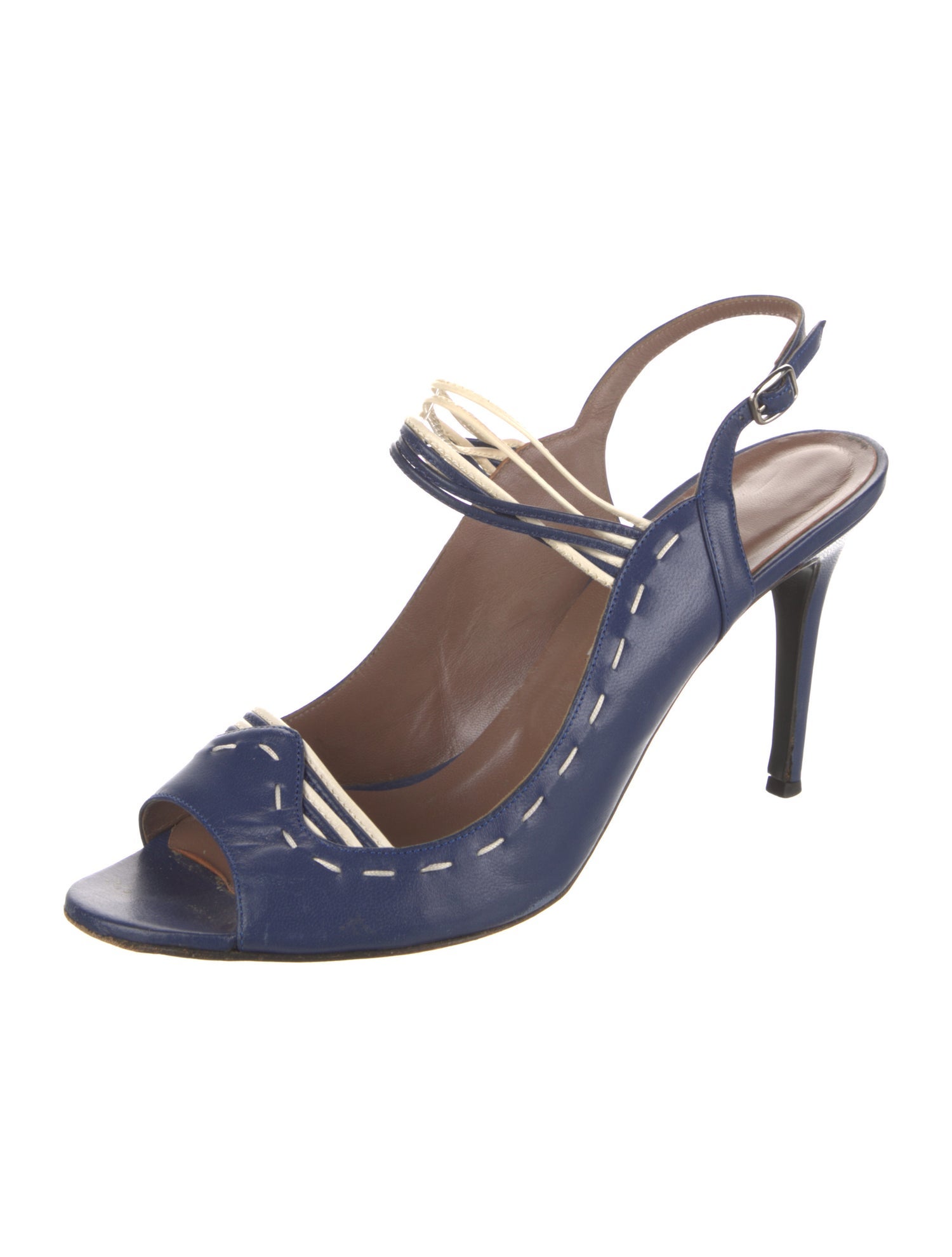 Tabitha Simmons Leather Colorblock Pattern Slingback Sandals