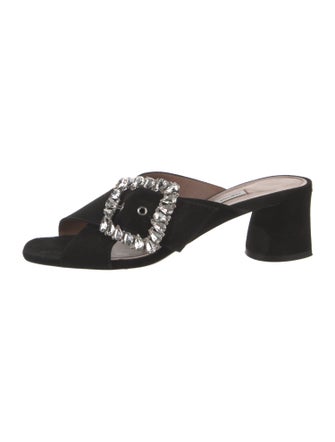 Tabitha Simmons Suede Crystal Embellishments Slides
