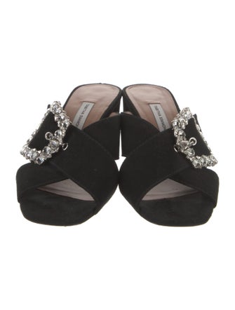 Tabitha Simmons Suede Crystal Embellishments Slides