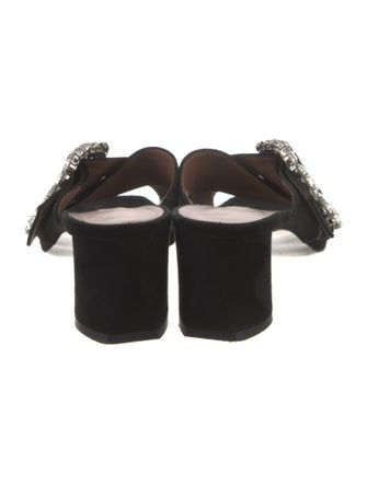 Tabitha Simmons Suede Crystal Embellishments Slides