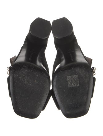 Tabitha Simmons Suede Crystal Embellishments Slides
