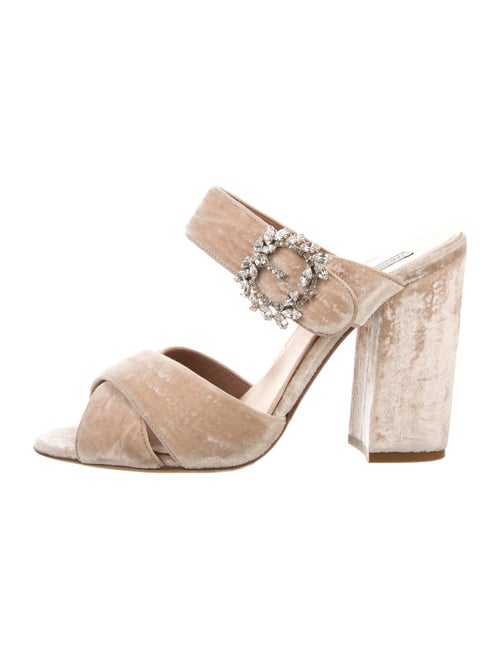 Tabitha Simmons Velvet Crystal Embellishments Slides