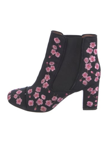 Tabitha Simmons Boots Canvas Floral Print Lace-Up IT 37 | 7