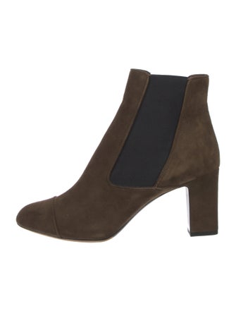 Tabitha Simmons Suede Colorblock Pattern Chelsea Boots