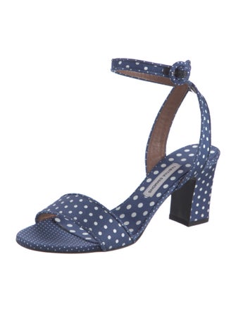 Tabitha Simmons Canvas Polka Dot Print Slingback Sandals