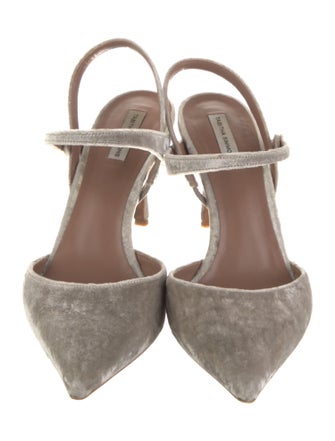 Tabitha Simmons Velvet Crystal Embellishments Slingback Pumps
