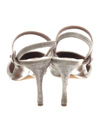 Tabitha Simmons Velvet Crystal Embellishments Slingback Pumps