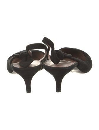 Tabitha Simmons Suede Bow Accents Slingback Pumps