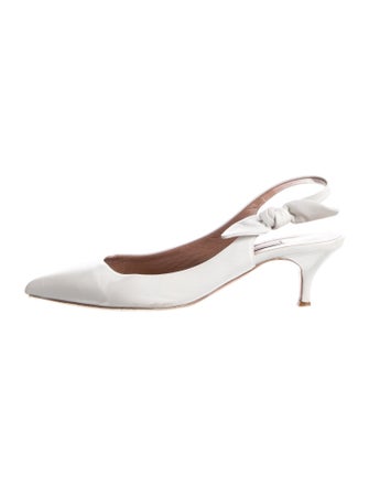 Tabitha Simmons Leather Bow Accents Slingback Pumps