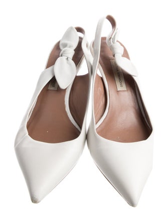 Tabitha Simmons Leather Bow Accents Slingback Pumps
