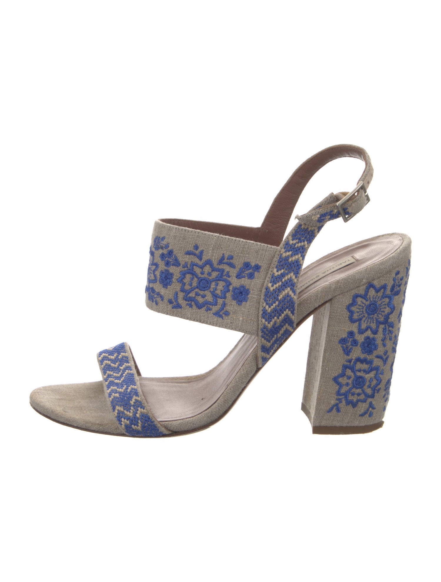 Tabitha Simmons Canvas Floral Print Slingback Sandals
